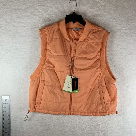 Alpine Design Puffer Vest Jacket Womens 2XL Orange Full Zip Shortie Quilted 7174 - Picture 1 of 8